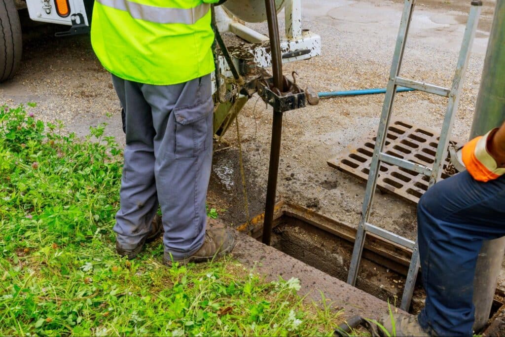Excavation work in progress at a construction digging site.