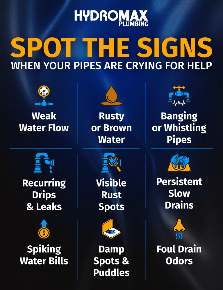 Signs of weak water flow indicating plumbing issues and potential water damage.