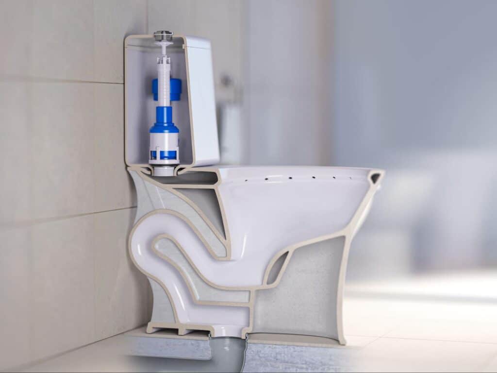 Innovative toilet design featuring efficient plumbing and stylish, modern aesthetics.